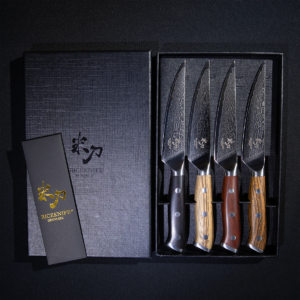 Riceknife® Denmark Limited Edition Damaskus Stål Steakknive sæt á 4 stk– Eclipses I 2023