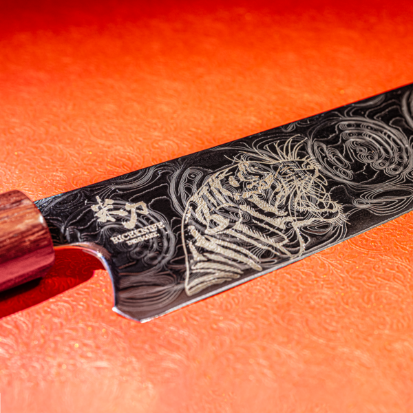 Limited Edition Taktilt Damaskus Stål køkkenkniv, kokkekniv - Tigritude II. 2023