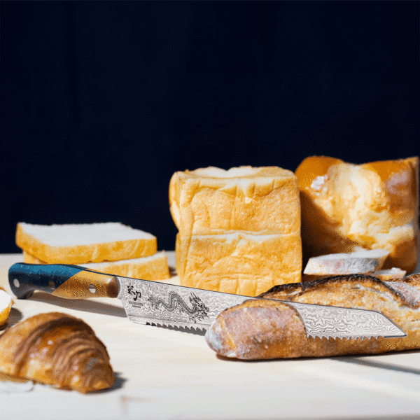 Riceknife Limited Edition Dreki I. 2023 - Damaskus Brødkniv 270 mm. Damascus Bread Knife