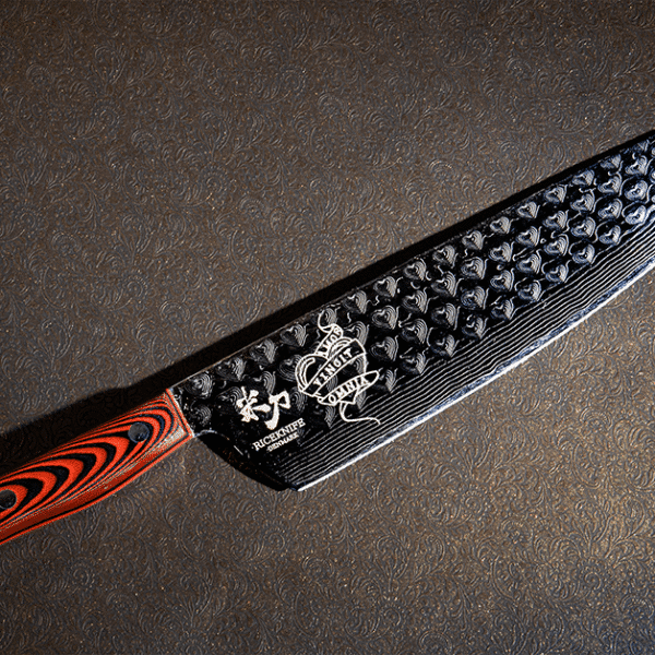 Riceknife tactile Damascus steel kitchen chef knife Amor I 2023 Riceknife taktil køkkenkokkekniv i Damaskus stål Amor I 2023
