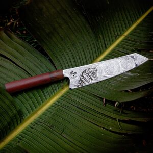 Riceknife Limited Edition Tigritude-II.-2023-Taktilt Damaskus-Kokkekniv-205-mm