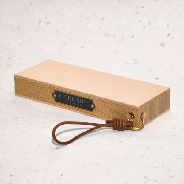 Ægte Læder Slibestrop med Bambusbase