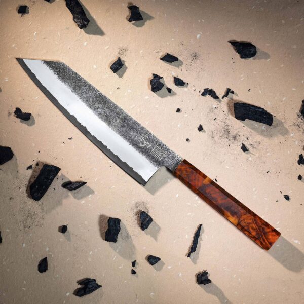 Aogami Blue Steel Nr. 2 Kokkekniv [FORGE] - Ash & Chrome, Hainan Huanghuali