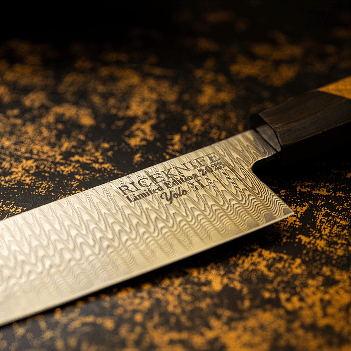 Riceknife® Denmark Limited Edition Taktilt Damaskus Stål Køkkenkniv,Kokkekniv,Kiritsuke Kniv– YOLO II. 2023